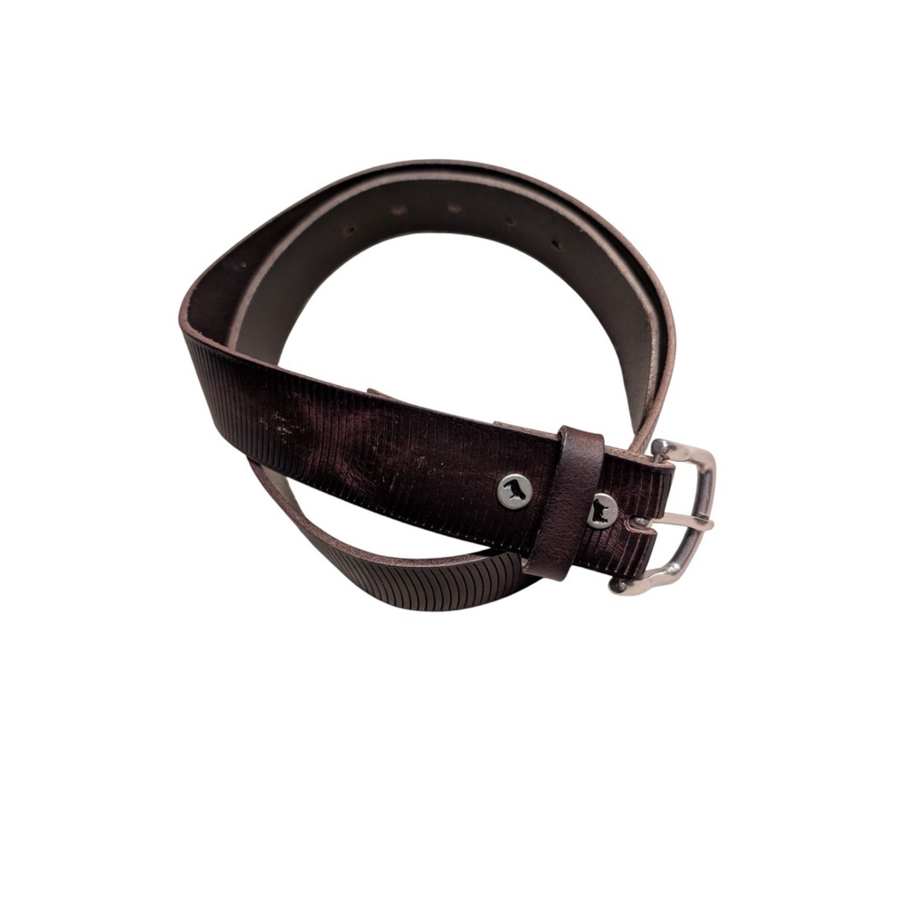 Will Leather Goods Brown Full Grain Leather Belt Size 34 Snap Buckle Made Turkey